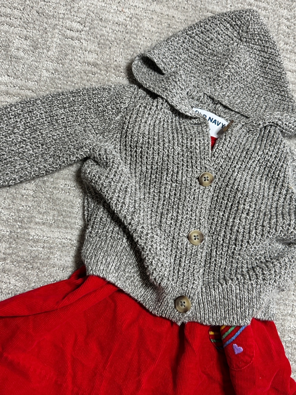 Old Navy Gray Hooded Cardigan Knit | 12-18 Months - Picture 4 of 6